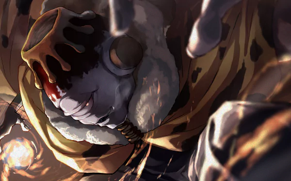 Jogo from Jujutsu Kaisen anime in a dynamic close-up pose, showcased in a 4K Ultra HD PC desktop wallpaper and background.