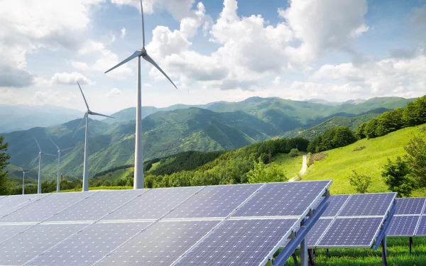 solar panel man made wind turbine HD Desktop Wallpaper | Background Image