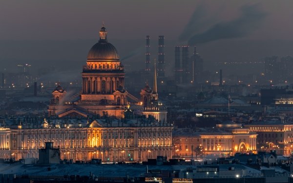 Religious Cathedral Cathedrals Night City Building Saint Petersburg Saint Isaac's Cathedral HD Wallpaper | Background Image