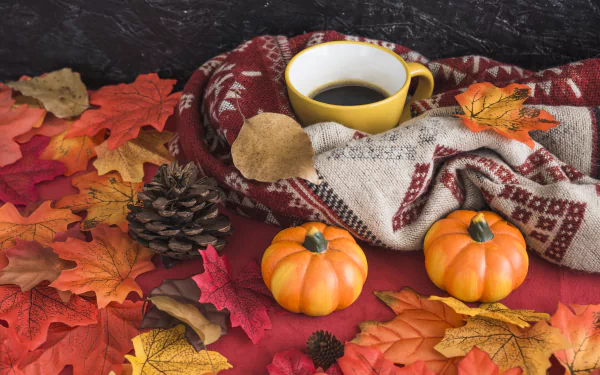 still life cup drink leaf fall food coffee fall coffee HD Desktop Wallpaper | Background Image