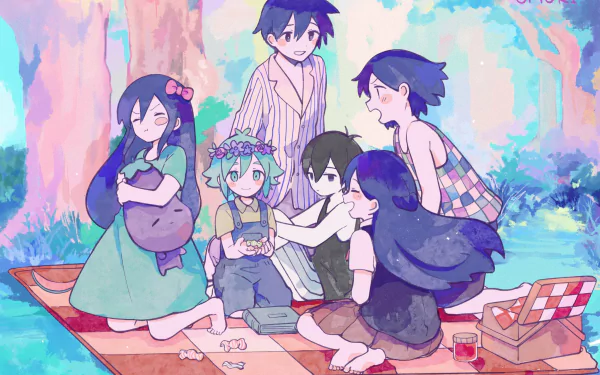 picnic Hero (Omori) Aubrey (Omori) Kel (Omori) Mari (Omori) Basil (Omori) Omori (Character) OMORI video game HD Desktop Wallpaper | Background Image