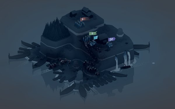 HD wallpaper of Bad North game depicting a stylized island with strategic gameplay elements for desktop background.