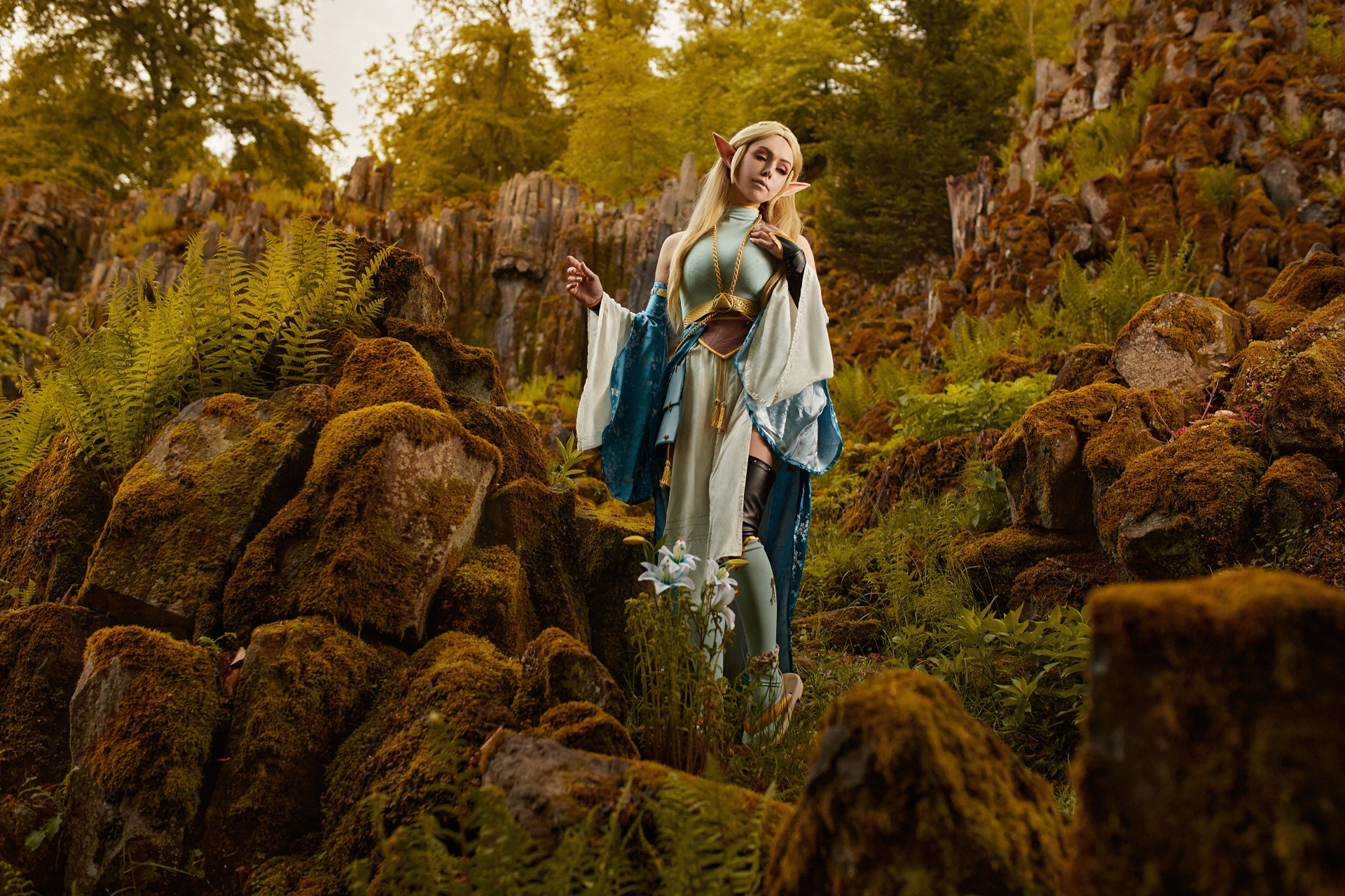 Download Blonde Elf Woman Cosplay 4k Ultra HD Wallpaper by Mikhail Davydov