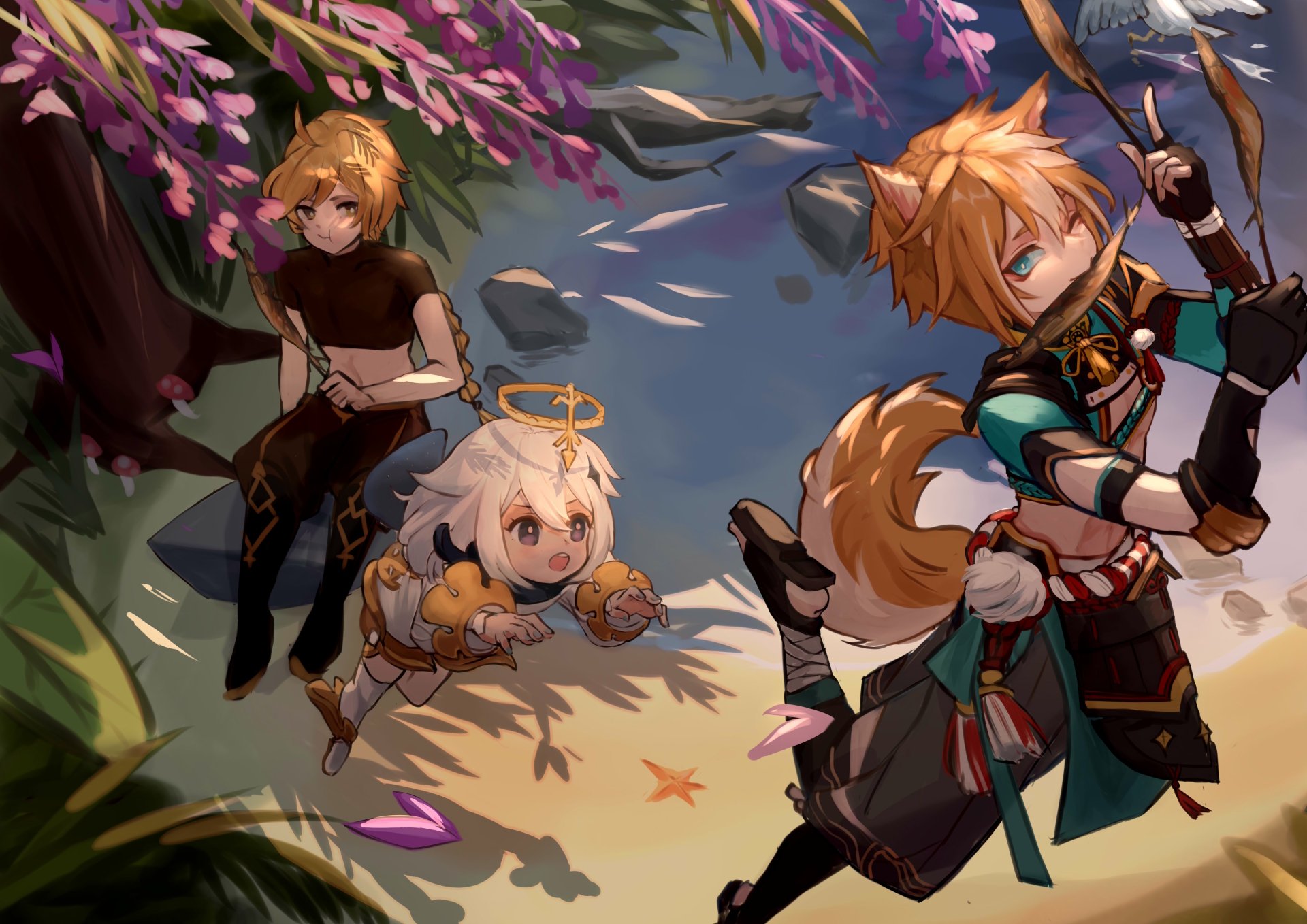 Download Paimon (Genshin Impact) Gorou (Genshin Impact) Aether (Genshin Impact) Video Game Genshin Impact 4k Ultra HD Wallpaper by 不善