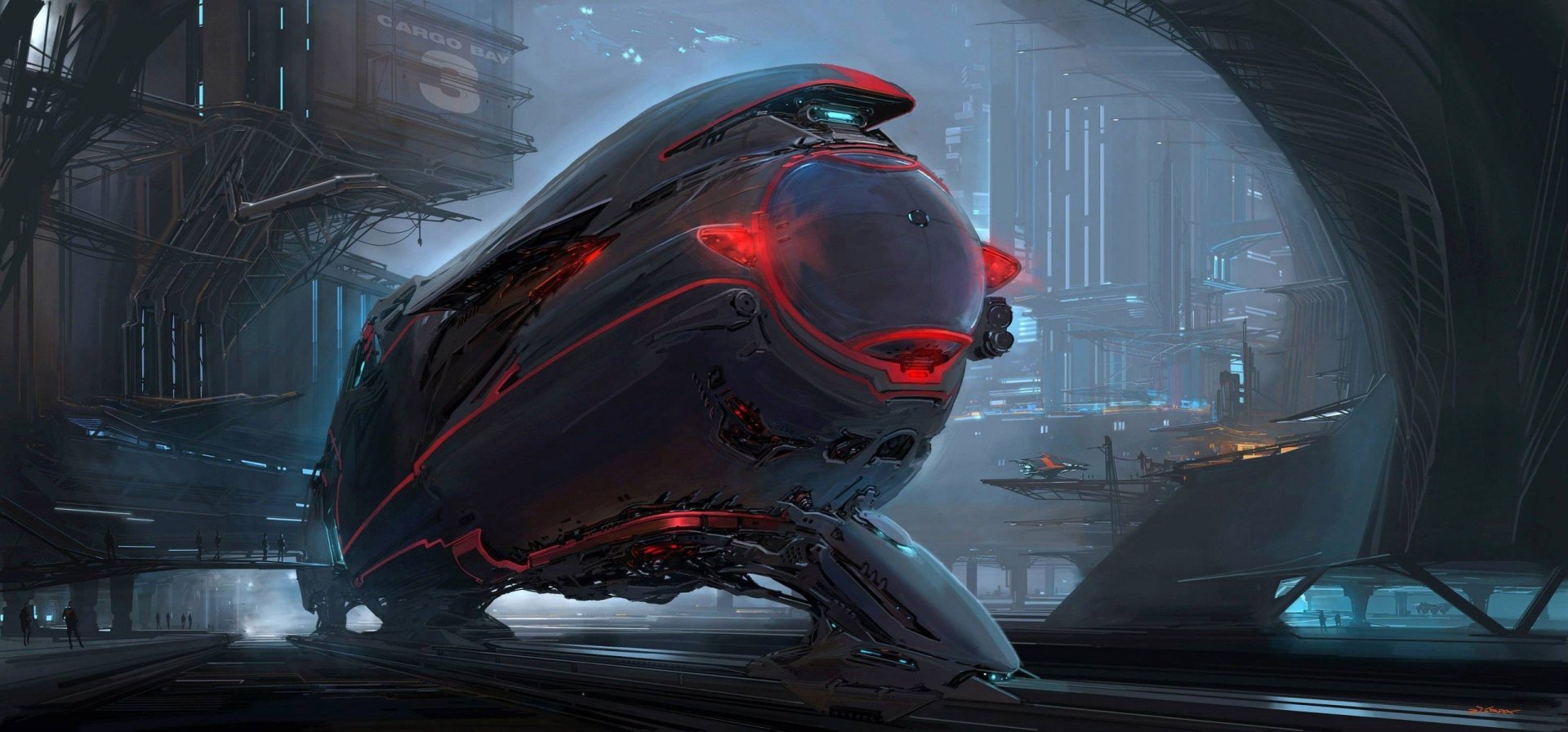Download Futuristic Sci Fi Spaceship HD Wallpaper | 2560x1195 ...