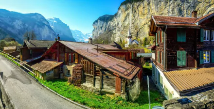 Switzerland Lauterbrunnen man made house HD Desktop Wallpaper | Background Image