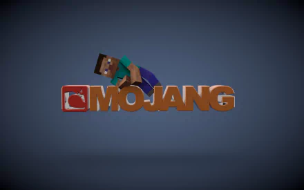 HD Minecraft-themed desktop wallpaper featuring a stylized Mojang logo with a character in the foreground.