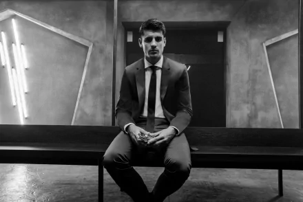suit Black & White soccer Spanish Alvaro Morata Sports HD Desktop Wallpaper | Background Image