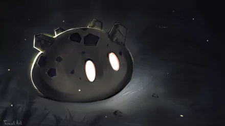HD desktop wallpaper featuring a dark-themed Slime from the video game Genshin Impact glowing softly in a shadowy environment.