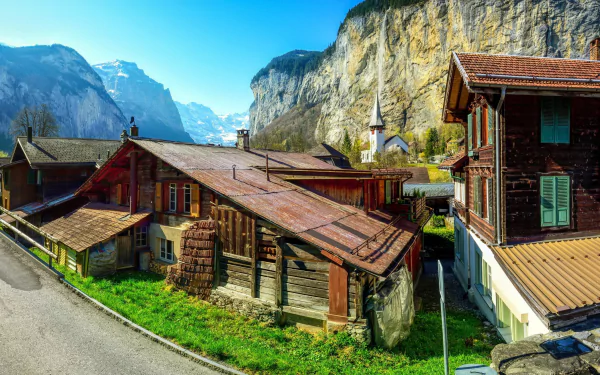 Switzerland Lauterbrunnen man made house HD Desktop Wallpaper | Background Image