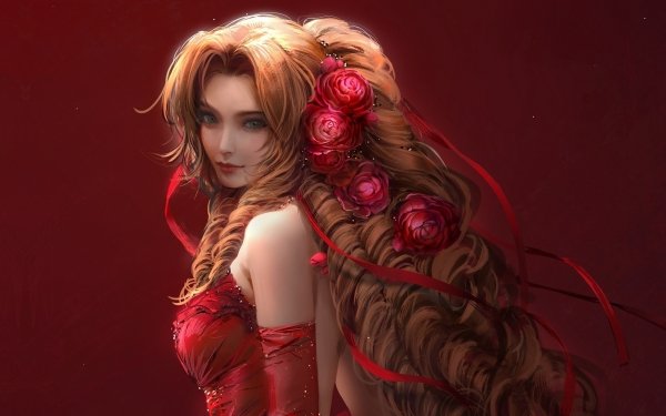 Video Game Final Fantasy VII Final Fantasy Red Dress Aerith Gainsborough Long Hair HD Wallpaper | Background Image