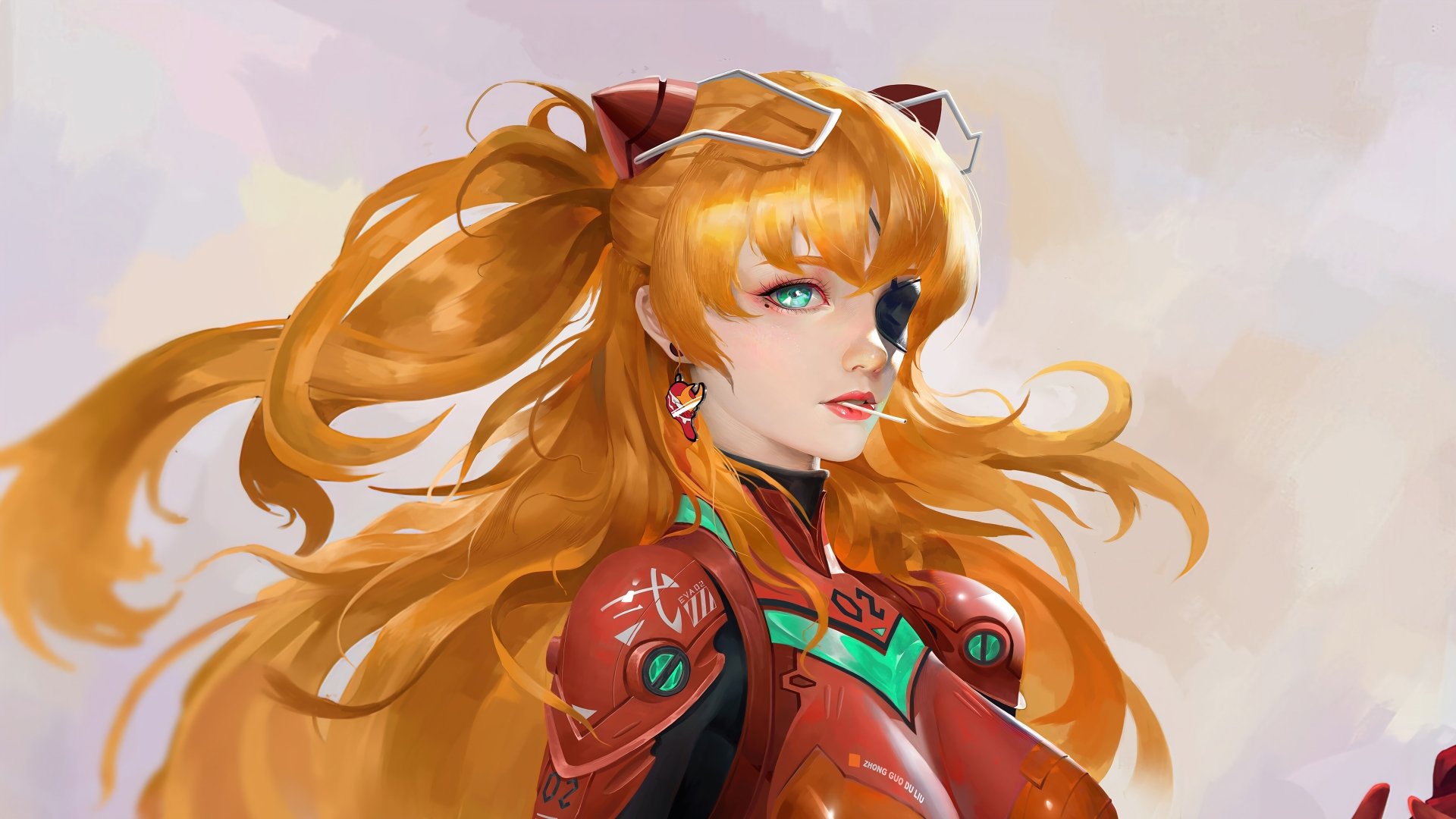 Download Long Hair Eye Patch Asuka Langley Sohryu Anime Neon Genesis Evangelion 4k Ultra HD Wallpaper by 毒瘤