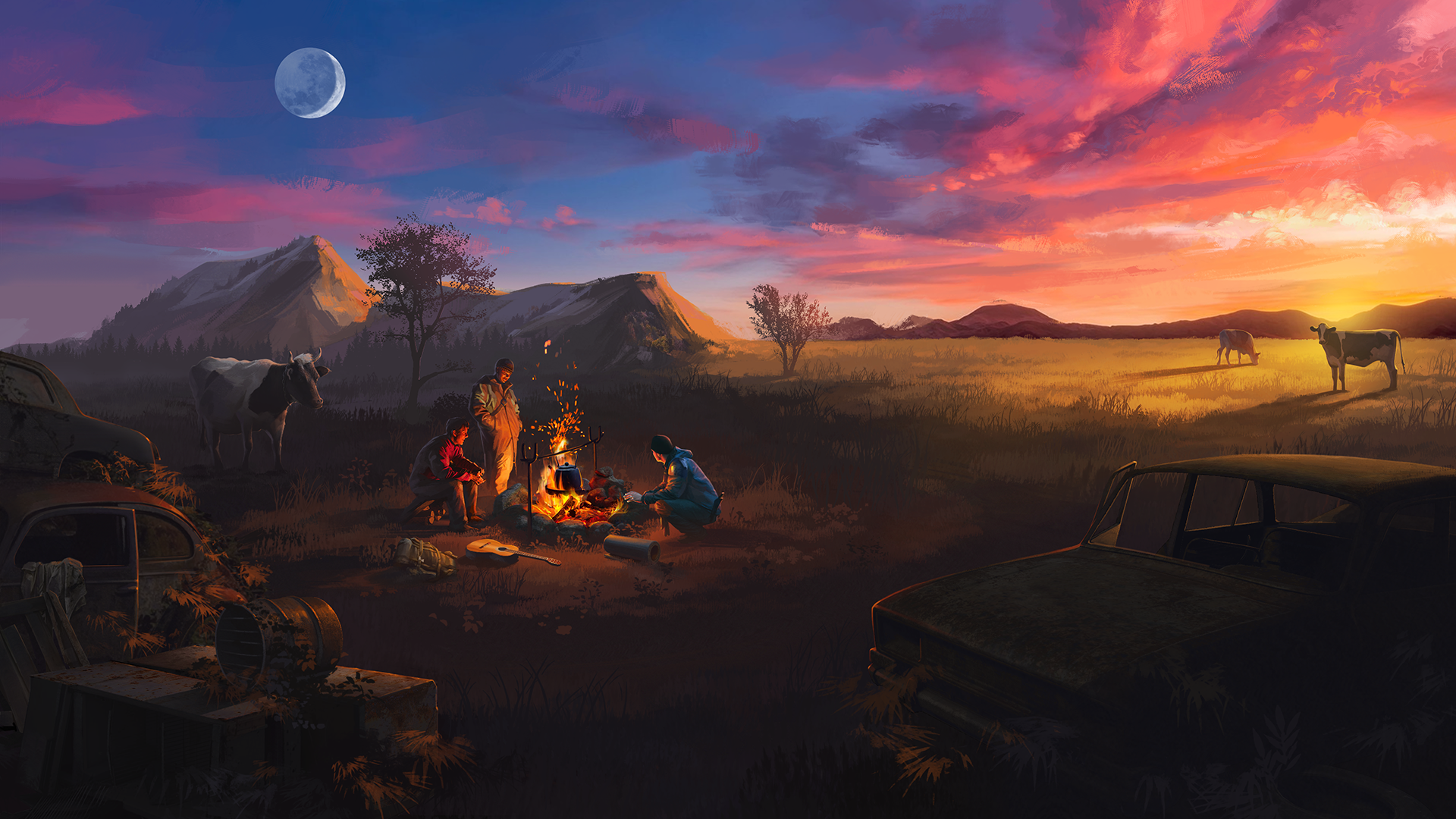 Download Caravan Campfire Video Game ATOM RPG HD Wallpaper