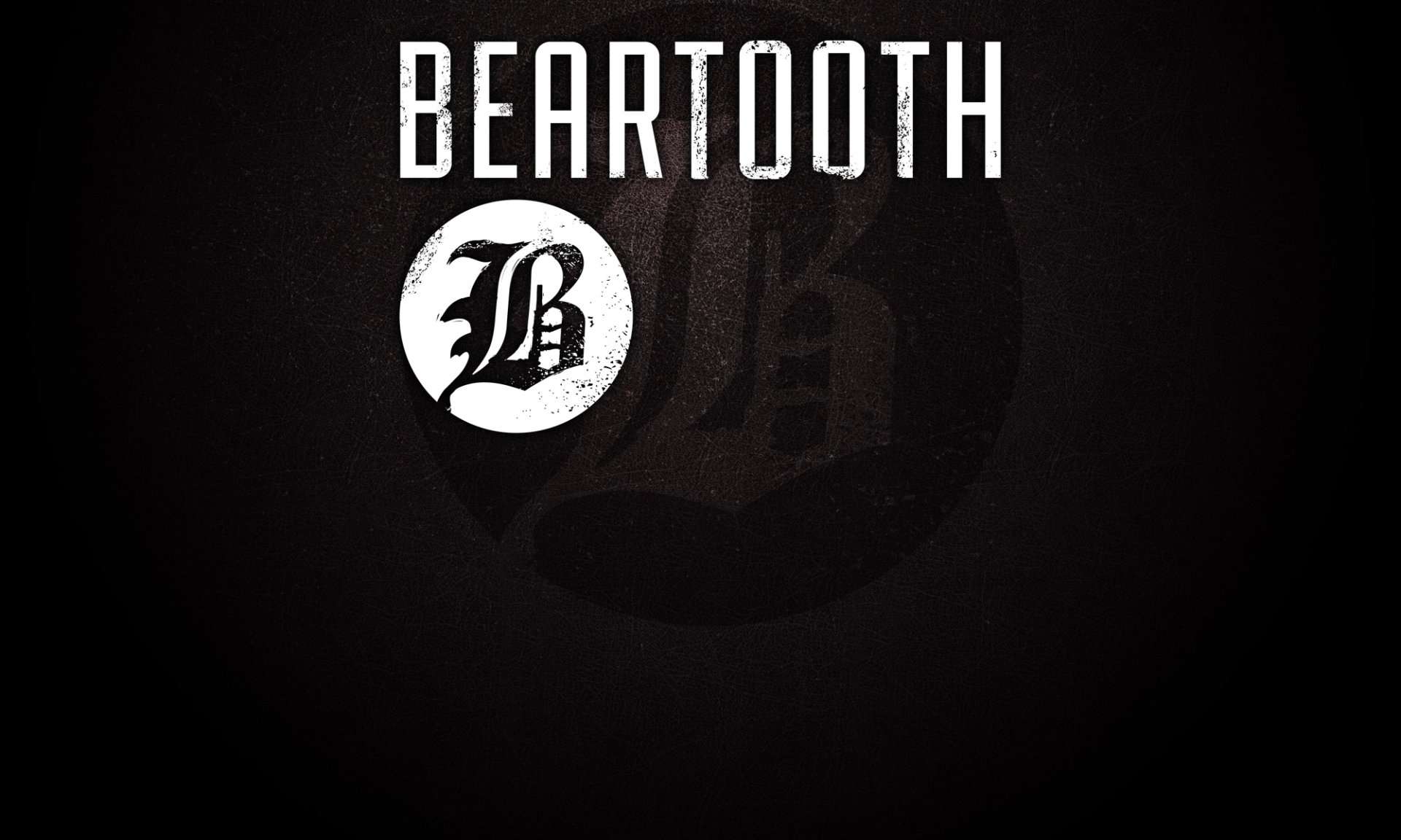 HD desktop wallpaper featuring the Beartooth logo with a stylized 'B' on a dark background.