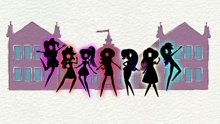 silhouette Applejack (My Little Pony) Pinkie Pie Rarity (My Little Pony) Fluttershy (My Little Pony) Sunset Shimmer Rainbow Dash Sci-Twi (My Little Pony) TV Show My Little Pony: Equestria Girls HD Desktop Wallpaper | Background Image
