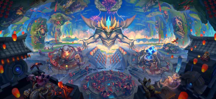 HD PC desktop wallpaper featuring a vibrant and dynamic scene from the video game Honor of Kings, showcasing intense characters and fantasy elements.