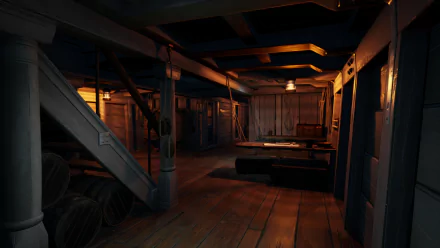 Dread Hunger game HD wallpaper depicting a mysterious ship cabin interior as desktop background.