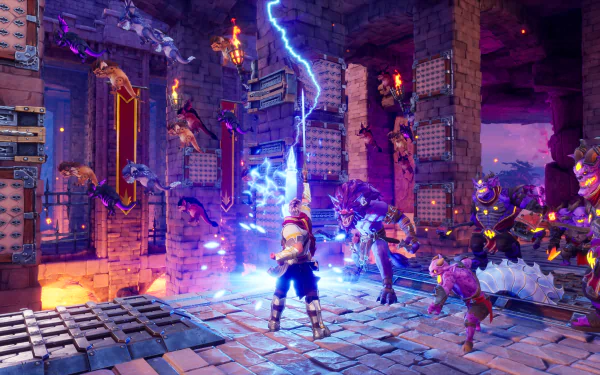 HD desktop wallpaper of a dynamic Orcs Must Die! 3 gameplay scene with characters in battle.