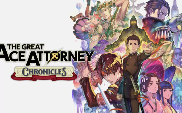 HD Wallpaper featuring characters from The Great Ace Attorney Chronicles for desktop background.
