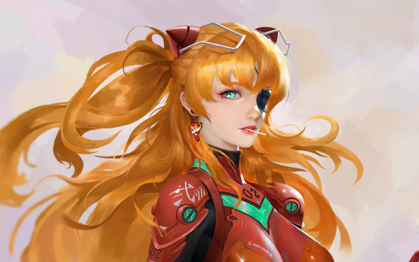 long hair eye patch Asuka Langley Sohryu Anime Neon Genesis Evangelion HD Desktop Wallpaper | Background Image