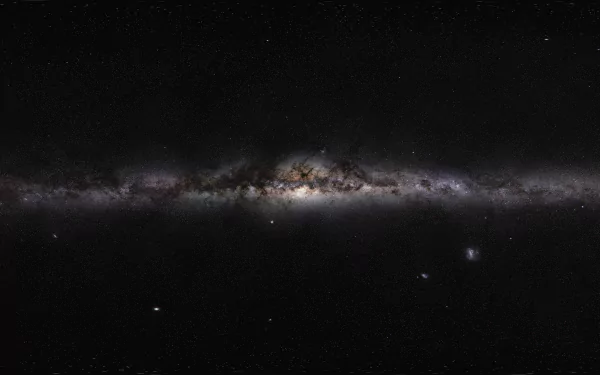 Panoramic HD wallpaper of a Sci-Fi galaxy scene featuring the Milky Way, showcasing a breathtaking expanse of stars and cosmic landscape against a dark backdrop.