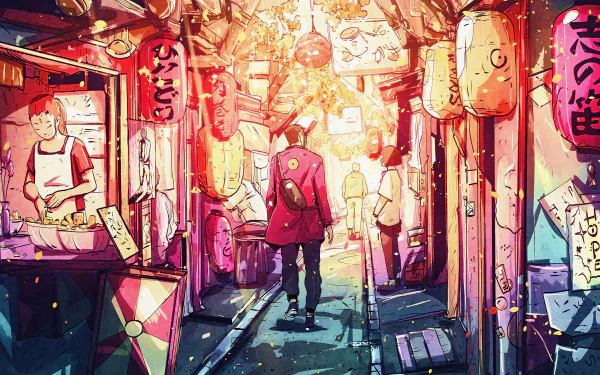 lantern people alley artistic oriental HD Desktop Wallpaper | Background Image