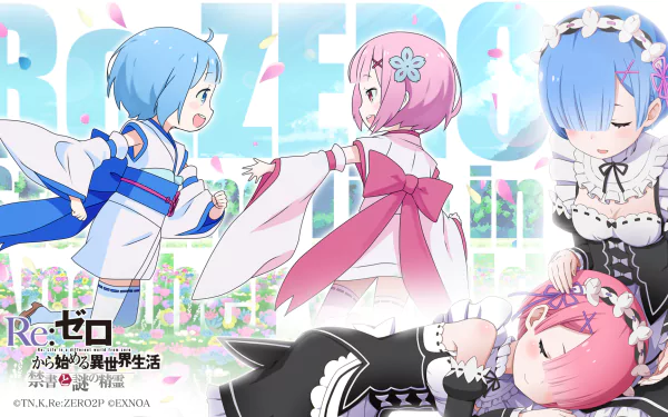 Ram (Re:ZERO) Rem (Re:ZERO) video game Re:ZERO -Starting Life in Another World- Forbidden Book and the Mysterious Spirit HD Desktop Wallpaper | Background Image