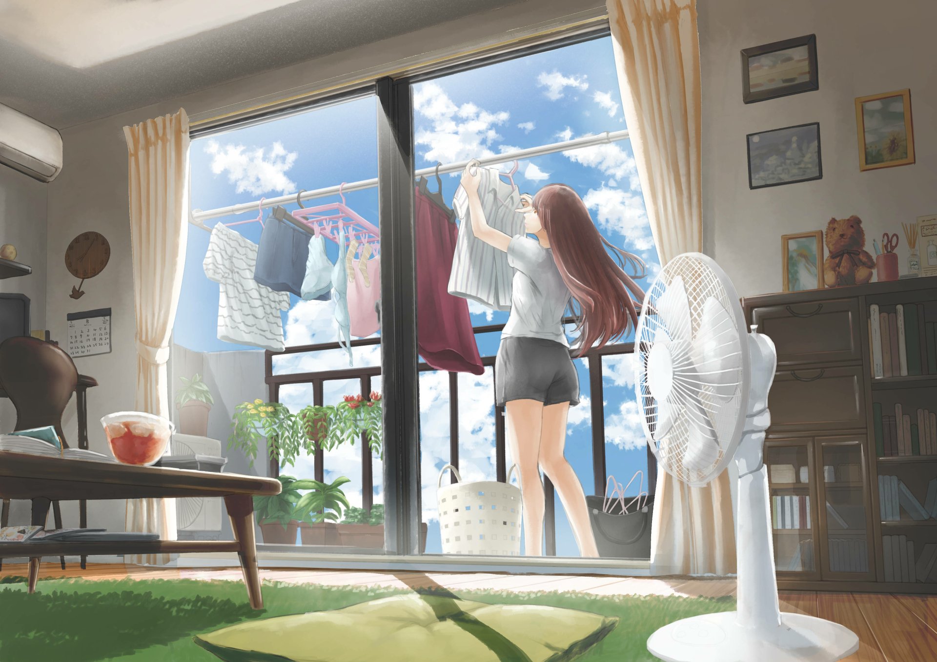 Download Fan Long Hair Anime Girl Anime Girl 4k Ultra HD Wallpaper by ここ