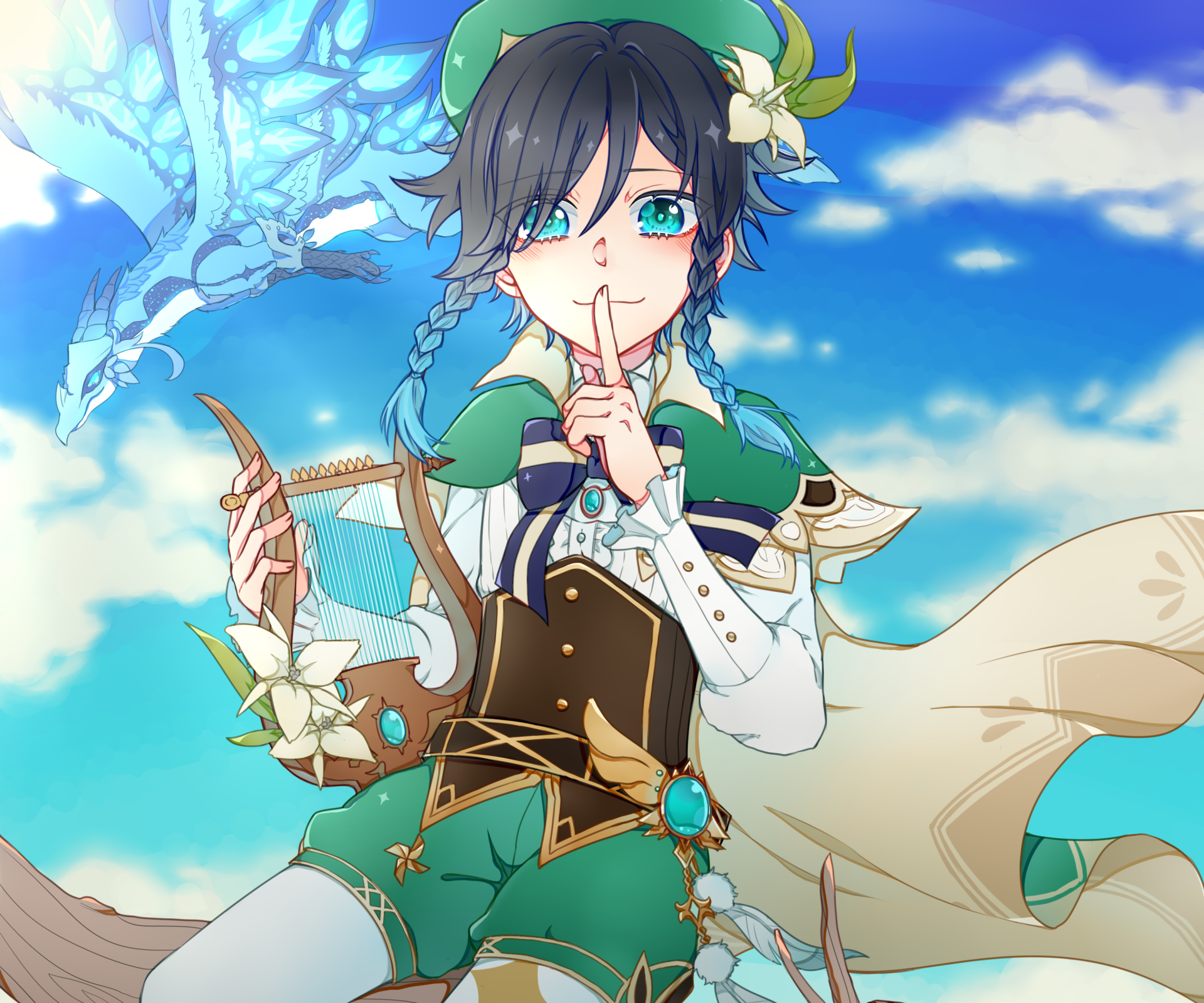 Download Venti (Genshin Impact) Dvalin (Genshin Impact) Video Game Genshin Impact HD Wallpaper