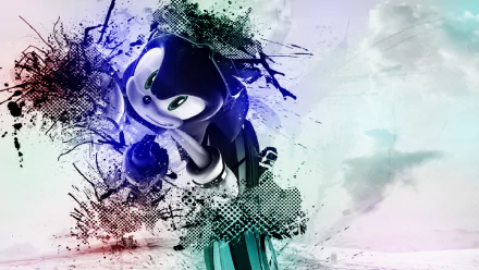 HD PC desktop wallpaper featuring Sonic the Hedgehog from the video game Sonic Riders: Zero Gravity with dynamic splatter and motion effects.