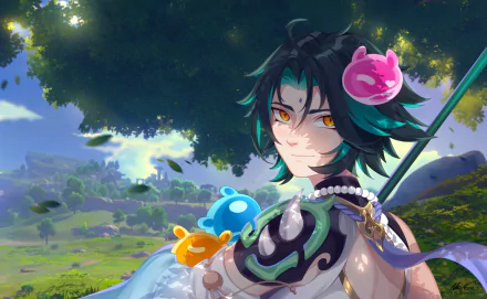 Slime (Genshin impact) Xiao (Genshin Impact) video game Genshin Impact HD Desktop Wallpaper | Background Image