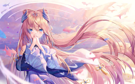 4K Ultra HD PC desktop wallpaper featuring Sangonomiya Kokomi from the video game Genshin Impact, with flowing hair and a serene, pastel-colored background.