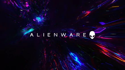 Alienware logo with futuristic neon light effects on a dark background, designed as a 4K Ultra HD technology-themed PC desktop wallpaper.