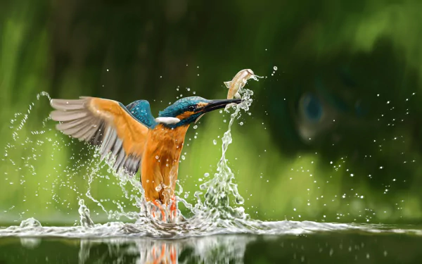 common kingfisher splash bird Animal kingfisher HD Desktop Wallpaper | Background Image