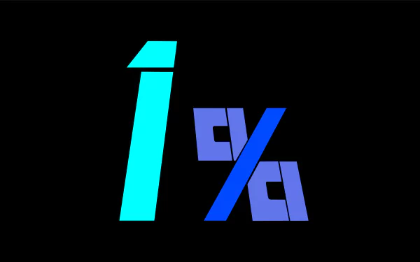 Minimalist 8K Ultra HD anime wallpaper featuring the stylized 1% logo inspired by Mob Psycho 100, set against a sleek black background for PC desktop display.