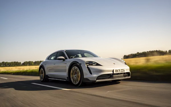 white car vehicle Porsche Taycan 4S HD Desktop Wallpaper | Background Image
