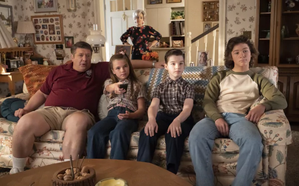 George Cooper Jr. Montana Jordan George Cooper Lance Barber Missy Cooper Raegan Revord Sheldon Cooper Iain Armitage TV Show Young Sheldon HD Desktop Wallpaper | Background Image