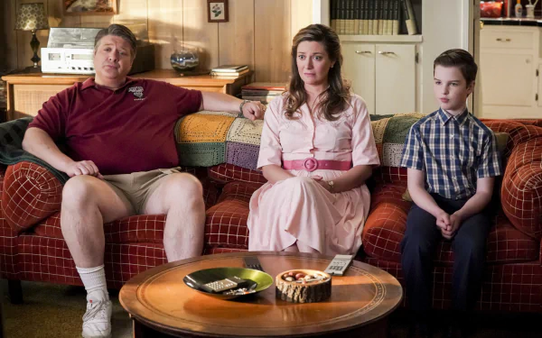 Mary Cooper Zoe Perry George Cooper Lance Barber Sheldon Cooper Iain Armitage TV Show Young Sheldon HD Desktop Wallpaper | Background Image