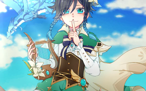 Venti (Genshin Impact) Dvalin (Genshin Impact) video game Genshin Impact HD Desktop Wallpaper | Background Image