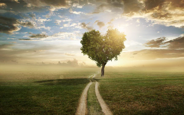 heart-shaped artistic tree HD Desktop Wallpaper | Background Image