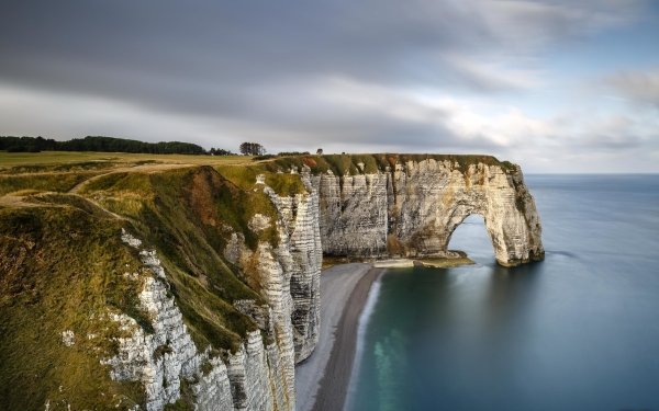 Earth Coastline Normandy Arch Cliff HD Wallpaper | Background Image