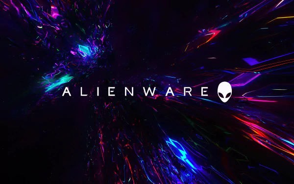 Alienware logo with futuristic neon light effects on a dark background, designed as a 4K Ultra HD technology-themed PC desktop wallpaper.