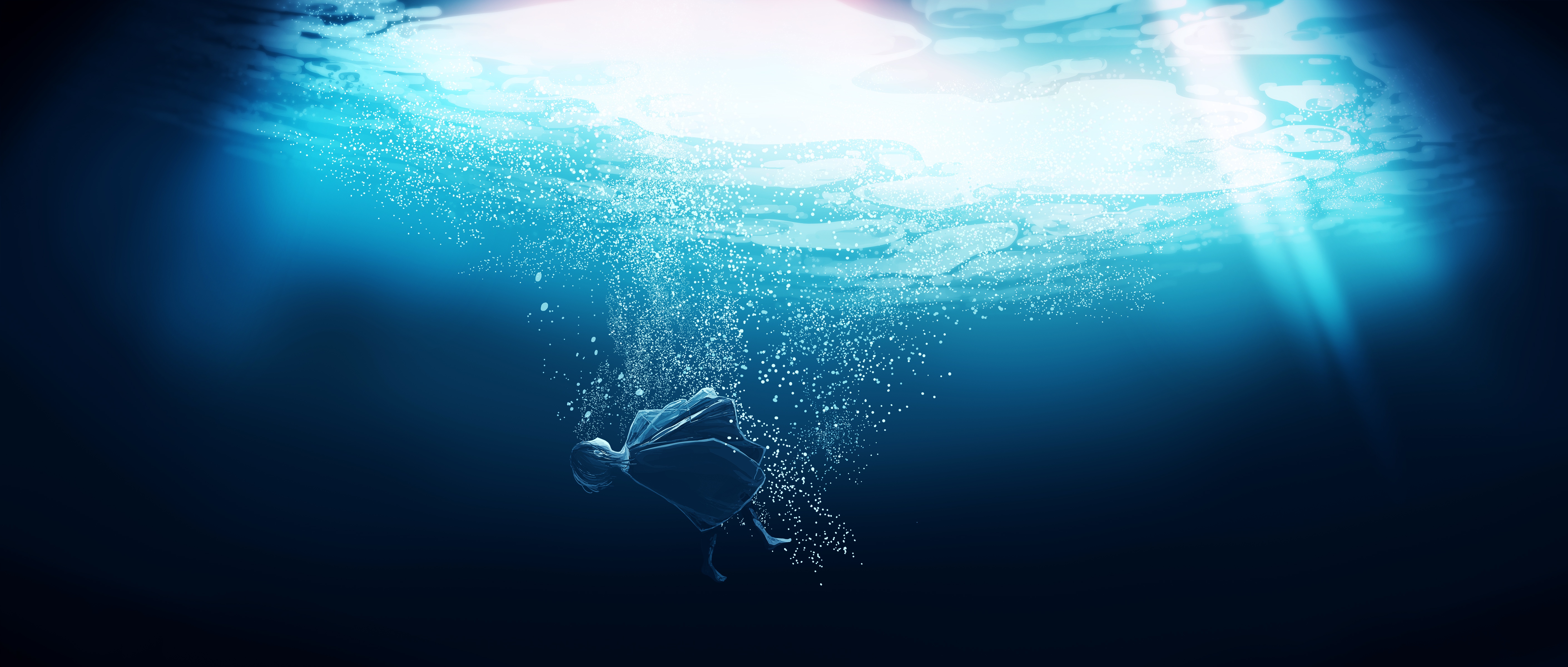 blue ocean sea underwater 4k iPad Pro Wallpapers Free Download