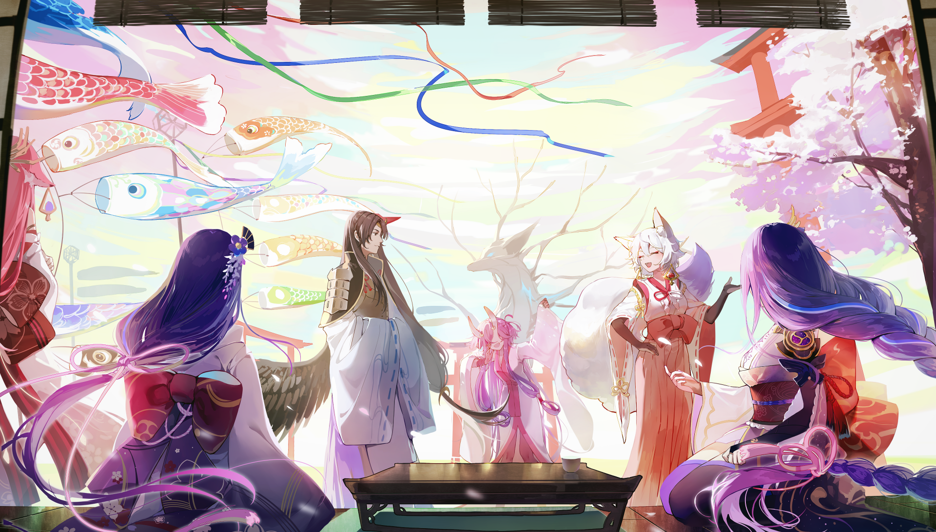 Download Sasayuri (Genshin Impact) Baal Raiden Shogun (Genshin Impact) Raiden Makoto Mikoshi Chiyo Kitsune Saiguu Video Game Genshin Impact 4k Ultra HD Wallpaper