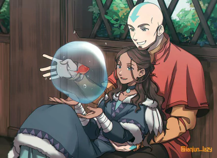 Aang (Avatar) Katara (Avatar) Anime Avatar: The Last Airbender HD Desktop Wallpaper | Background Image