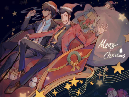 Christmas Daisuke Jigen Arsene Lupin III Anime Lupin the Third anime christmas HD Desktop Wallpaper | Background Image