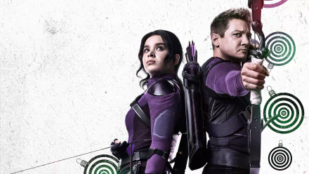 Clint Barton Kate Bishop Jeremy Renner Hailee Steinfeld TV Show Hawkeye HD Desktop Wallpaper | Background Image