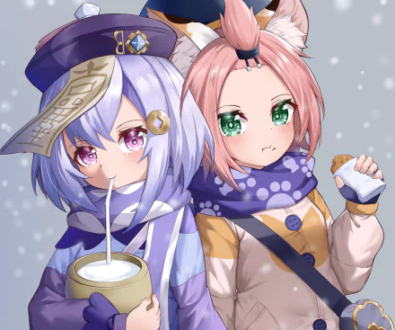 Diona (Genshin Impact) Qiqi (Genshin Impact) video game Genshin Impact HD Desktop Wallpaper | Background Image