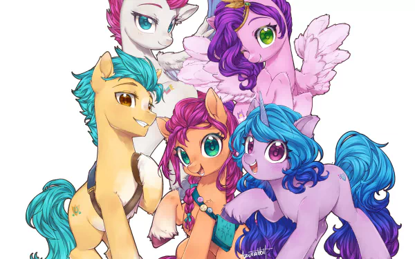 pegasus unicorn pony Zipp Storm Pipp Petals Hitch Trailblazer Izzy Moonbow Sunny Starscout movie My Little Pony: A New Generation HD Desktop Wallpaper | Background Image