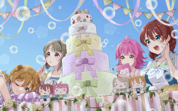 Kasumi Nakasu cake Rina Tennoji Kanata Konoe Emma Verde Anime Love Live! Nijigasaki High School Idol Club HD Desktop Wallpaper | Background Image